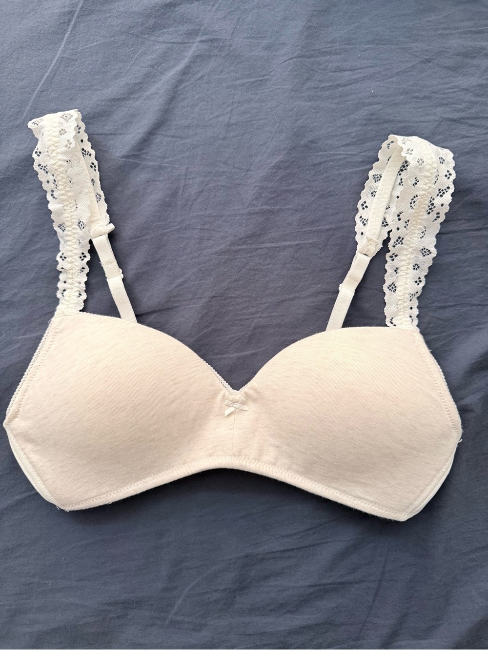 aerie Lace Strap Wireless Bra in Ivory